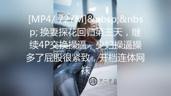 [MP4/ 727M]&nbsp;&nbsp; 换妻探花回归第三天，继续4P交换操逼，少妇操逼操多了屁股很紧致，开档连体网袜