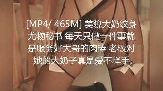 [MP4/ 465M] 美貌大奶纹身尤物秘书 每天只做一件事就是服务好大哥的肉棒 老板对她的大奶子真是爱不释手